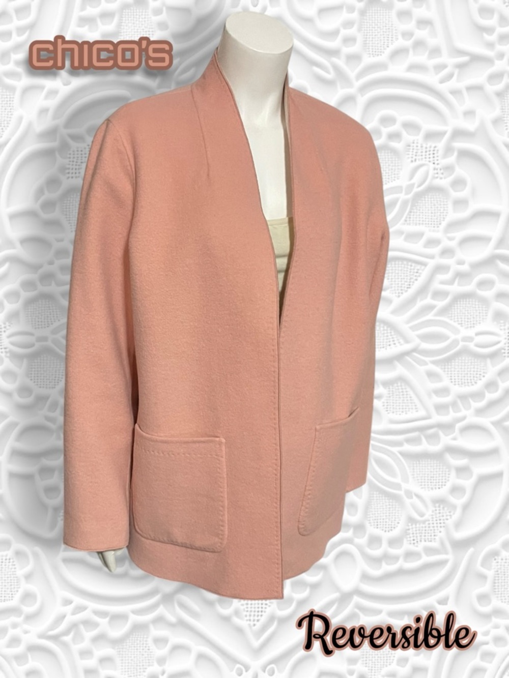 Chico's Women's Plush
Jacket Reversible Mellow
Rose Pockets Size 2 US
12/14